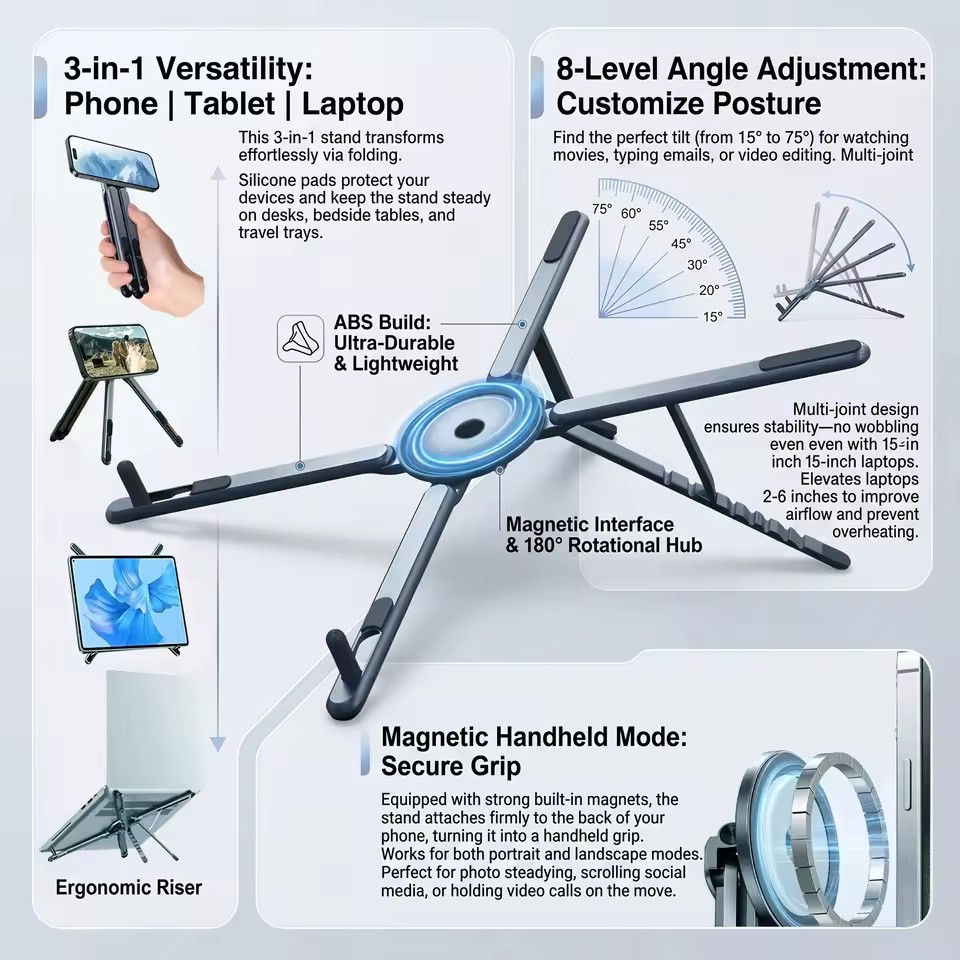 Selfie Stick Tripod - Supporto Magnetico Portatile per Telefono e