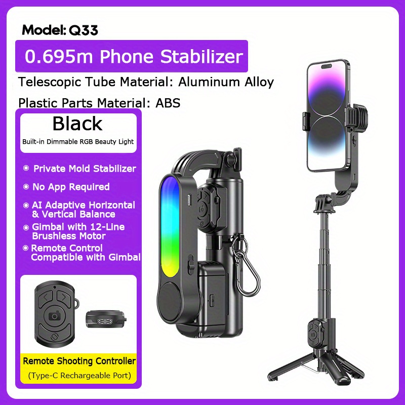 Selfie Stick Tripod - Bastone selfie per telefono con stabilizzatore
