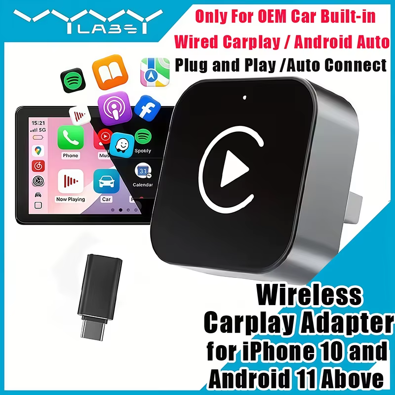 Quality Phone Accessories - Adattatore CarPlay Wireless 2-in-1 Plug-and-Play per
